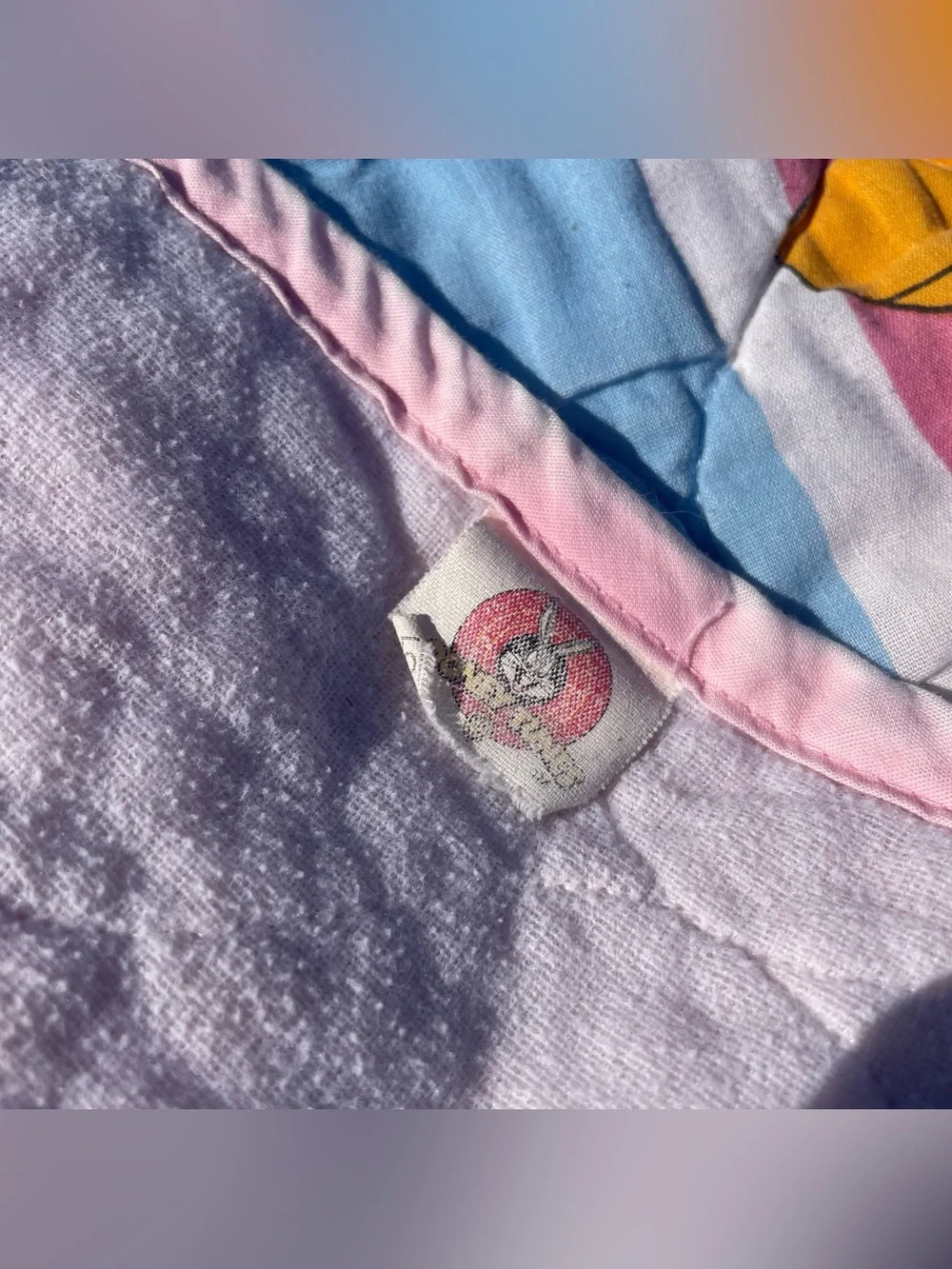 Vintage 1997 Looney Tunes Tweety Bird Quilted Pastel Baby Crib Blanket Y2K